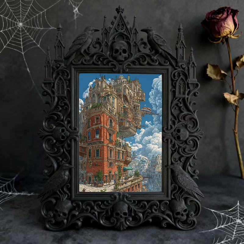 TikTok-famous Gothic Dark-style Photo Frame | Gothic Handmade Incense Stick Shop Decor, Photo Ornament, Wall-mountable & Tabletop, Plastic F