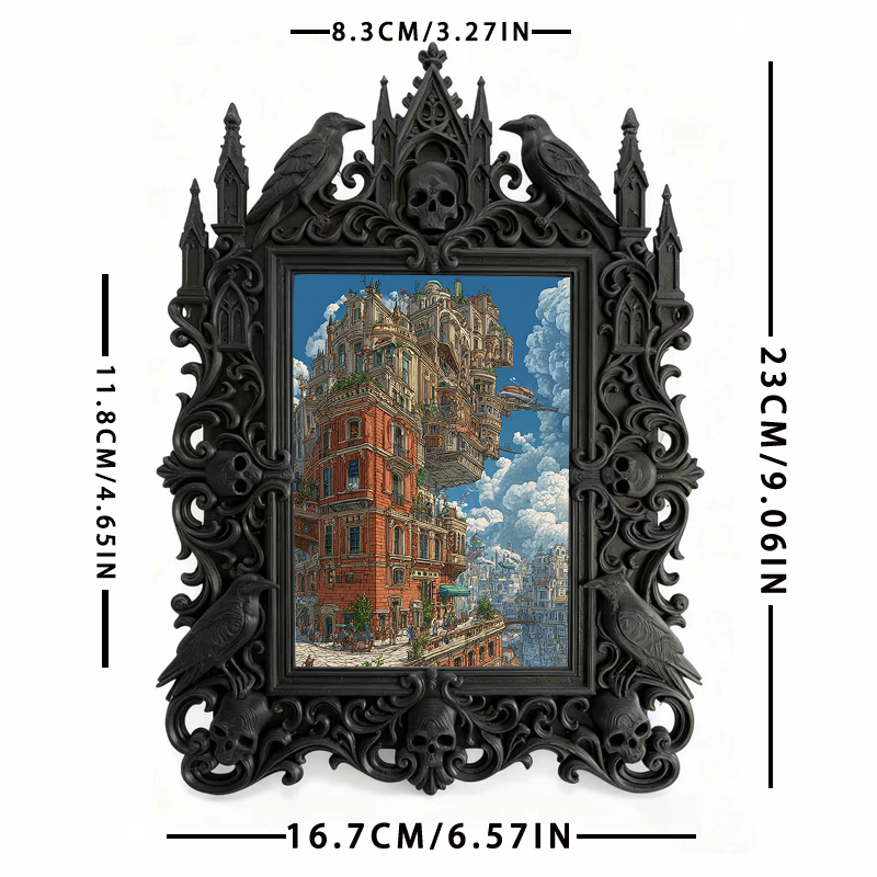 TikTok-famous Gothic Dark-style Photo Frame | Gothic Handmade Incense Stick Shop Decor, Photo Ornament, Wall-mountable & Tabletop, Plastic F