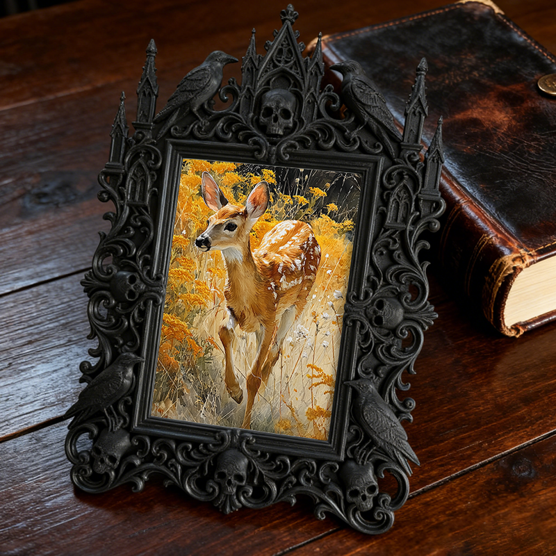 Insta-hit Gothic Dark-style Photo Frame | Dark Academia Calligraphy Pen Shop Decor, Photo Ornament, Wall/Table Dual-use, Durable Frame