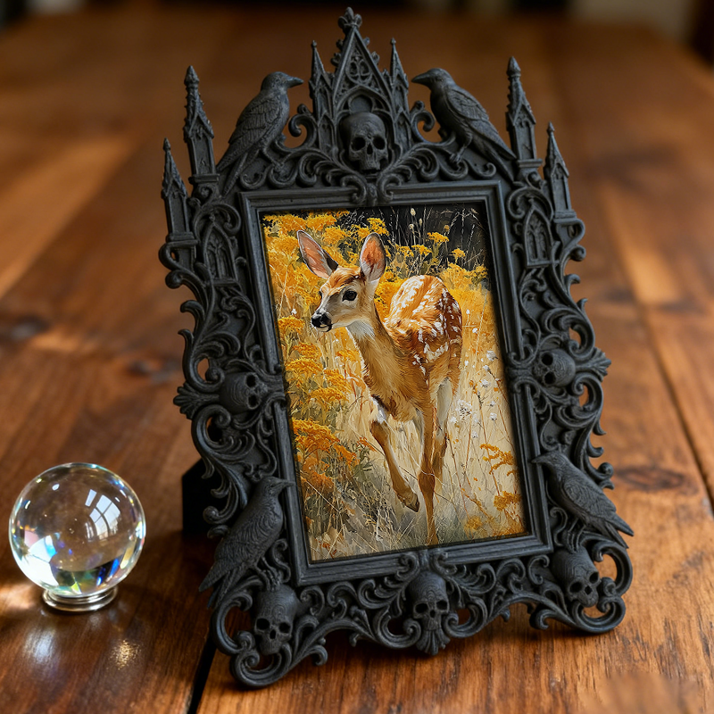 Insta-hit Gothic Dark-style Photo Frame | Dark Academia Calligraphy Pen Shop Decor, Photo Ornament, Wall/Table Dual-use, Durable Frame