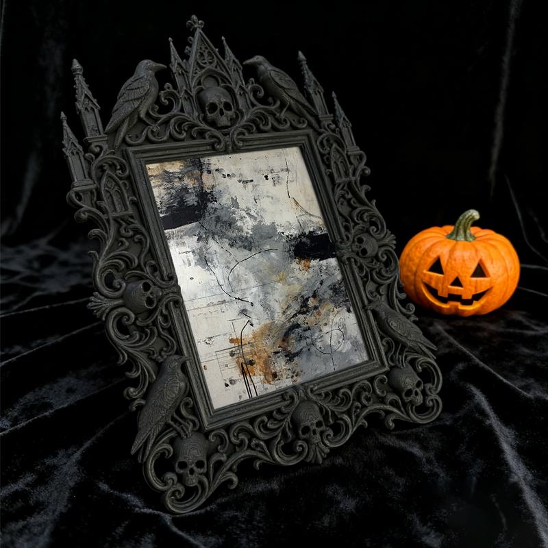 Top-selling Gothic Dark-style Photo Frame | Vampire-themed Escape Room Lobby Decor, Photo Ornament, Wall-mountable & Tabletop, Lightweight F
