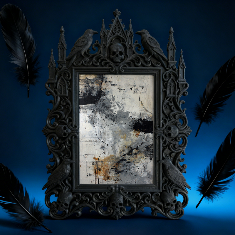 Top-selling Gothic Dark-style Photo Frame | Vampire-themed Escape Room Lobby Decor, Photo Ornament, Wall-mountable & Tabletop, Lightweight F