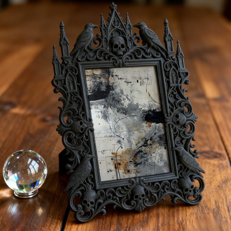Top-selling Gothic Dark-style Photo Frame | Vampire-themed Escape Room Lobby Decor, Photo Ornament, Wall-mountable & Tabletop, Lightweight F