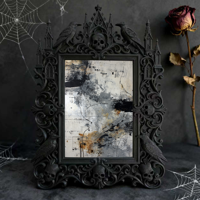 Top-selling Gothic Dark-style Photo Frame | Vampire-themed Escape Room Lobby Decor, Photo Ornament, Wall-mountable & Tabletop, Lightweight F