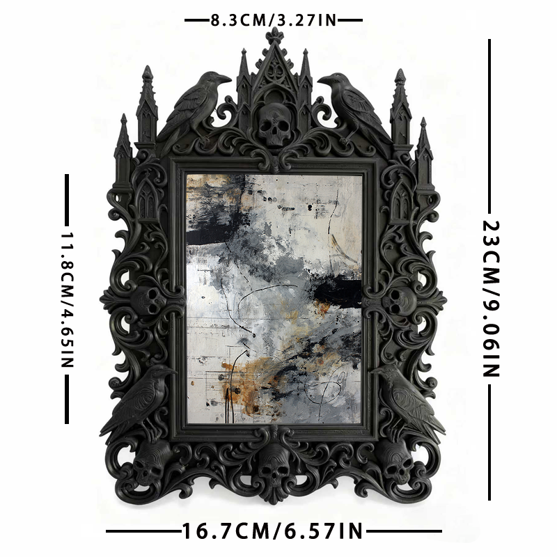 Top-selling Gothic Dark-style Photo Frame | Vampire-themed Escape Room Lobby Decor, Photo Ornament, Wall-mountable & Tabletop, Lightweight F