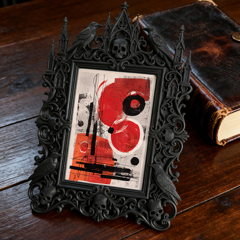 Rapid-sellout Gothic Dark-style Photo Frame | Witchy Crystal Bead Bracelet Shop Decor, Photo Ornament, Dual-use Display, Retro Plastic Frame