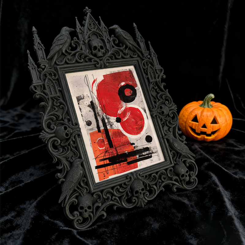 Rapid-sellout Gothic Dark-style Photo Frame | Witchy Crystal Bead Bracelet Shop Decor, Photo Ornament, Dual-use Display, Retro Plastic Frame