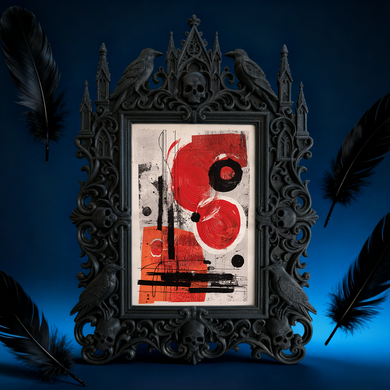 Rapid-sellout Gothic Dark-style Photo Frame | Witchy Crystal Bead Bracelet Shop Decor, Photo Ornament, Dual-use Display, Retro Plastic Frame