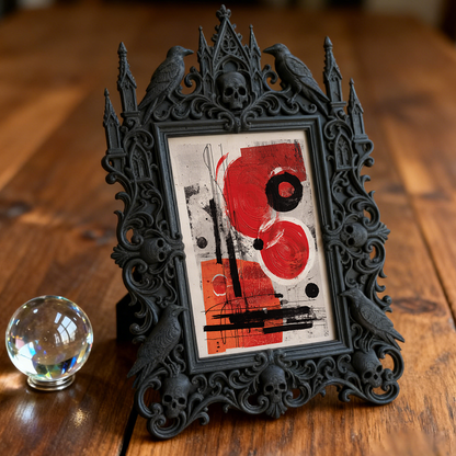 Rapid-sellout Gothic Dark-style Photo Frame | Witchy Crystal Bead Bracelet Shop Decor, Photo Ornament, Dual-use Display, Retro Plastic Frame