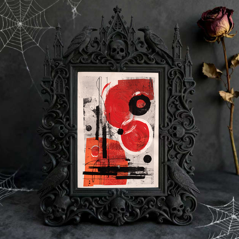 Rapid-sellout Gothic Dark-style Photo Frame | Witchy Crystal Bead Bracelet Shop Decor, Photo Ornament, Dual-use Display, Retro Plastic Frame