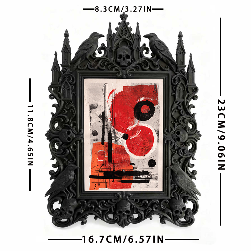 Rapid-sellout Gothic Dark-style Photo Frame | Witchy Crystal Bead Bracelet Shop Decor, Photo Ornament, Dual-use Display, Retro Plastic Frame