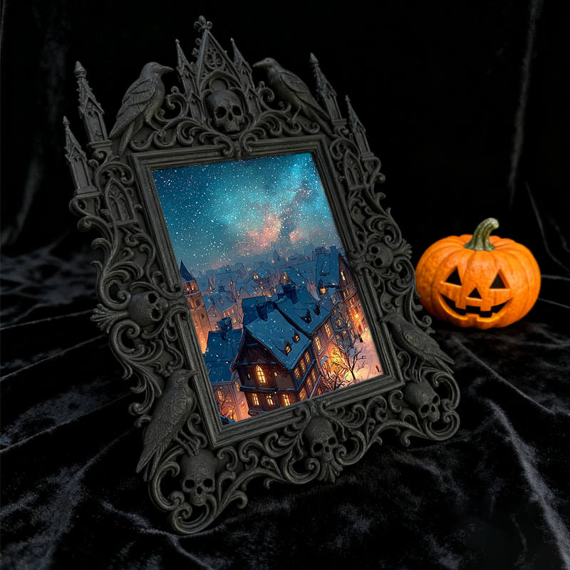 Sought-after-gem Gothic Dark-style Photo Frame | Werewolf-themed Mountain Lodge Lobby Decor, Photo Ornament, Wall/Table Dual-use, Rustic Fra