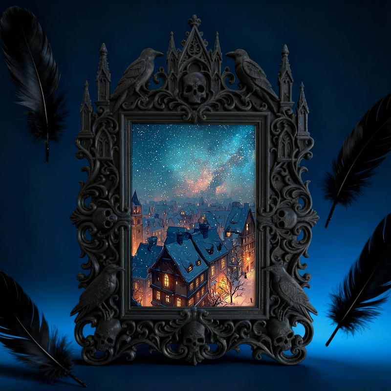 Sought-after-gem Gothic Dark-style Photo Frame | Werewolf-themed Mountain Lodge Lobby Decor, Photo Ornament, Wall/Table Dual-use, Rustic Fra
