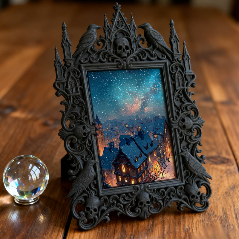 Sought-after-gem Gothic Dark-style Photo Frame | Werewolf-themed Mountain Lodge Lobby Decor, Photo Ornament, Wall/Table Dual-use, Rustic Fra