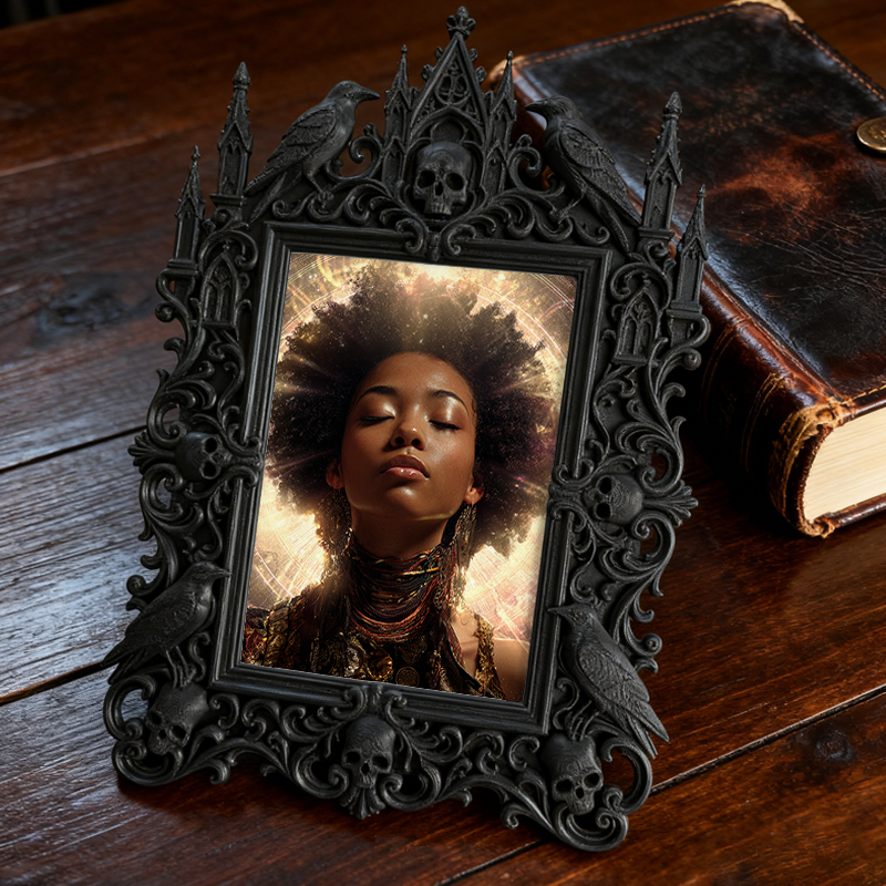 Reel-trending Gothic Dark-style Photo Frame | Gothic Eyebrow Microblading Studio Decor, Photo Ornament, Wall-mountable & Tabletop, High-glos