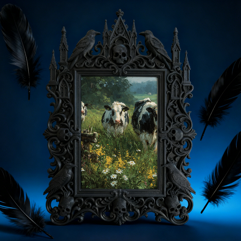 Edgy-classic Gothic Dark-style Photo Frame | Horror Movie Soundtrack Vinyl Shop Decor, Photo Ornament, Dual-use Display, Minimalist Frame
