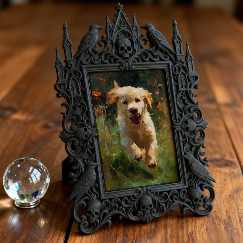 Luxe-minimal Gothic Dark-style Photo Frame | Dark Academia Wax Seal Art Studio Decor, Photo Ornament, Wall-mountable & Tabletop, Practical F