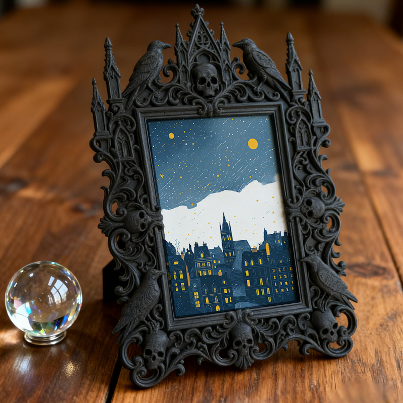 Rare-find Gothic Dark-style Photo Frame | Vampire Cosplay Fangs & Prosthetics Shop Decor, Photo Ornament, Wall/Table Dual-use, Artistic Fram