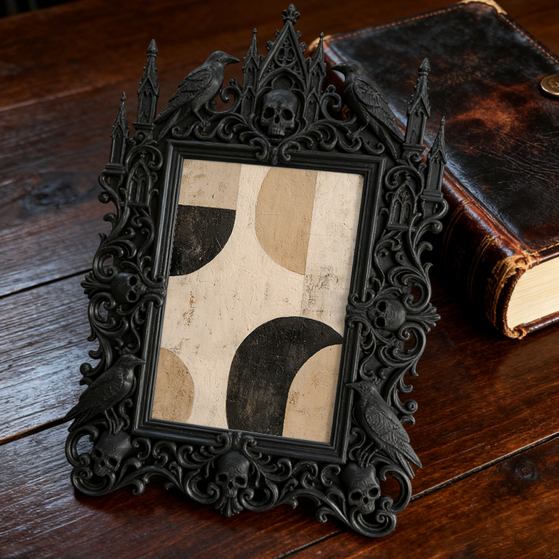 One-of-a-kind Gothic Dark-style Photo Frame | Witchy Herbal Bath Salt Display Shop Decor, Photo Ornament, Wall-mountable & Tabletop, Portabl