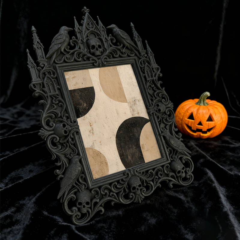One-of-a-kind Gothic Dark-style Photo Frame | Witchy Herbal Bath Salt Display Shop Decor, Photo Ornament, Wall-mountable & Tabletop, Portabl