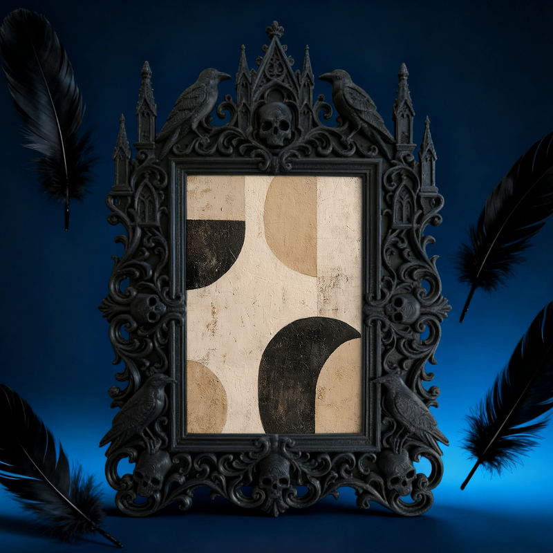 One-of-a-kind Gothic Dark-style Photo Frame | Witchy Herbal Bath Salt Display Shop Decor, Photo Ornament, Wall-mountable & Tabletop, Portabl