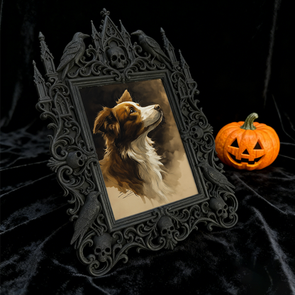Elegant-spooky Gothic Dark-style Photo Frame | Paranormal Themed Coffee Shop Booth Decor, Photo Ornament, Wall-mountable & Tabletop, Elegant