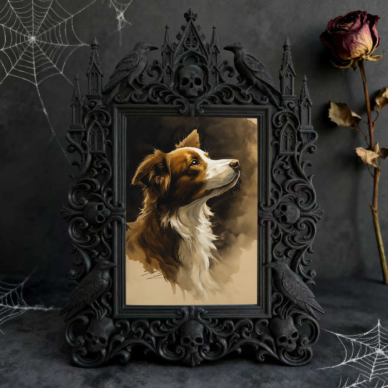 Elegant-spooky Gothic Dark-style Photo Frame | Paranormal Themed Coffee Shop Booth Decor, Photo Ornament, Wall-mountable & Tabletop, Elegant