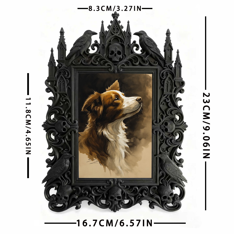 Elegant-spooky Gothic Dark-style Photo Frame | Paranormal Themed Coffee Shop Booth Decor, Photo Ornament, Wall-mountable & Tabletop, Elegant