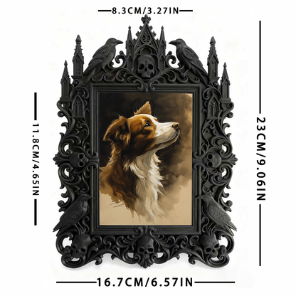 Elegant-spooky Gothic Dark-style Photo Frame | Paranormal Themed Coffee Shop Booth Decor, Photo Ornament, Wall-mountable & Tabletop, Elegant