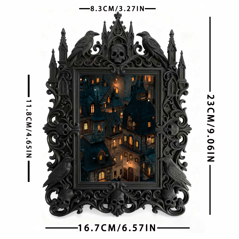 Bold-eye-catching Gothic Dark-style Photo Frame | Dark Fantasy Board Game Design Studio Decor, Photo Ornament, Wall-mountable & Tabletop, Cr
