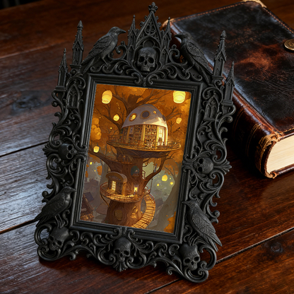 Cute-spooky Gothic Dark-style Photo Frame | Gothic Pet Halloween Bandana Shop Decor, Photo Ornament, Dual-use Display, Cute Frame