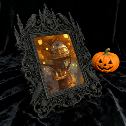 Cute-spooky Gothic Dark-style Photo Frame | Gothic Pet Halloween Bandana Shop Decor, Photo Ornament, Dual-use Display, Cute Frame