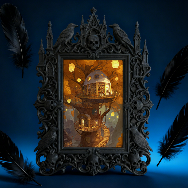 Cute-spooky Gothic Dark-style Photo Frame | Gothic Pet Halloween Bandana Shop Decor, Photo Ornament, Dual-use Display, Cute Frame