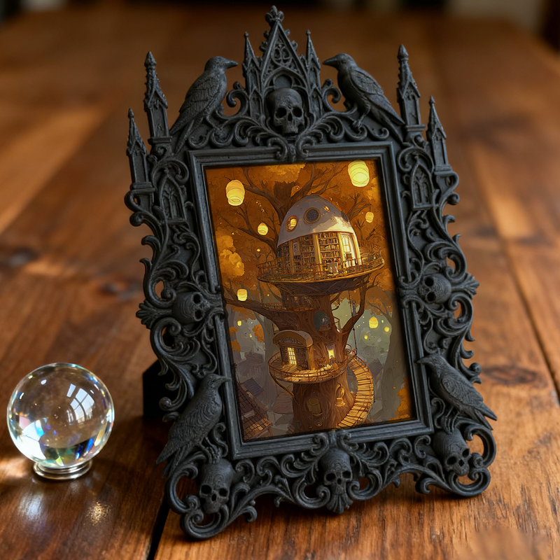 Cute-spooky Gothic Dark-style Photo Frame | Gothic Pet Halloween Bandana Shop Decor, Photo Ornament, Dual-use Display, Cute Frame