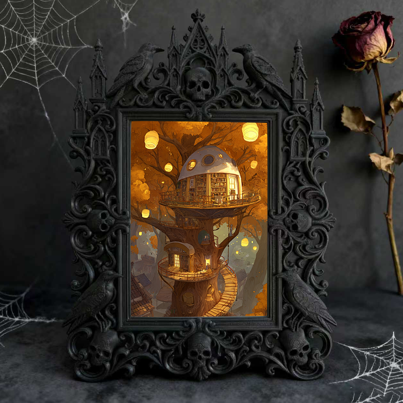Cute-spooky Gothic Dark-style Photo Frame | Gothic Pet Halloween Bandana Shop Decor, Photo Ornament, Dual-use Display, Cute Frame