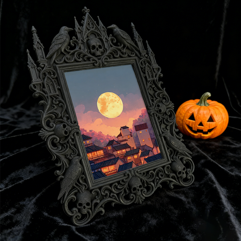 TikTok-viral Gothic Dark-style Photo Frame | Gothic Handmade Soap Carving Studio Decor, Photo Ornament, Wall-mountable & Tabletop, Plastic F