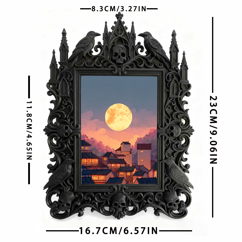 TikTok-viral Gothic Dark-style Photo Frame | Gothic Handmade Soap Carving Studio Decor, Photo Ornament, Wall-mountable & Tabletop, Plastic F