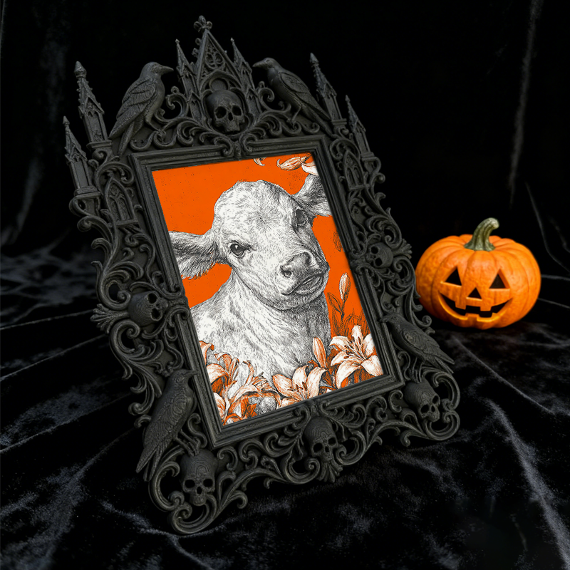 Quick-sell Gothic Dark-style Photo Frame | Gothic Craft Wine Label Design Shop Decor, Photo Ornament, Dual-use Display, Retro Plastic Frame