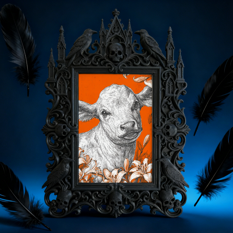 Quick-sell Gothic Dark-style Photo Frame | Gothic Craft Wine Label Design Shop Decor, Photo Ornament, Dual-use Display, Retro Plastic Frame