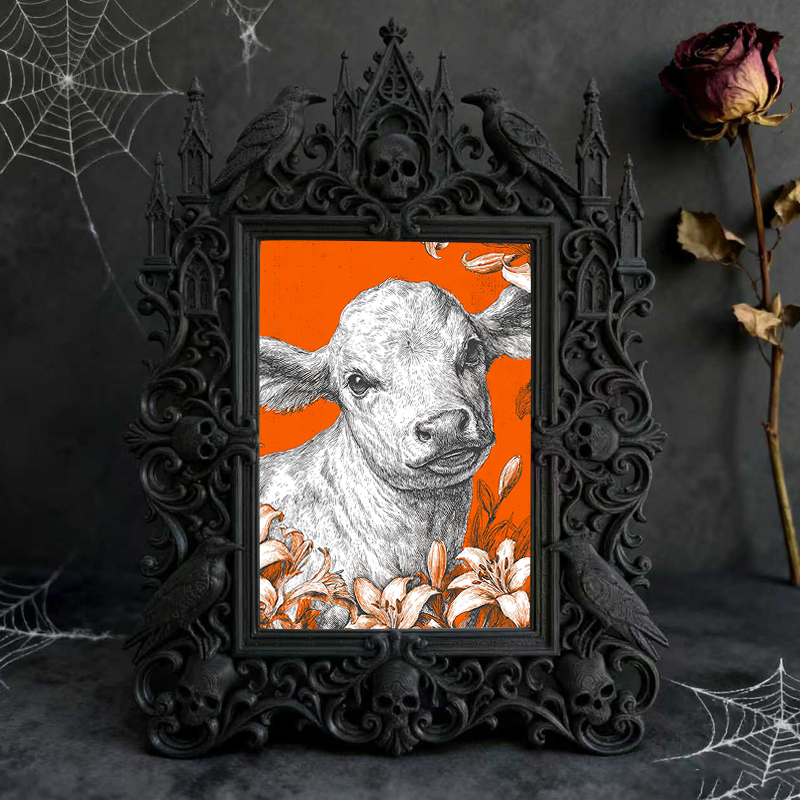 Quick-sell Gothic Dark-style Photo Frame | Gothic Craft Wine Label Design Shop Decor, Photo Ornament, Dual-use Display, Retro Plastic Frame