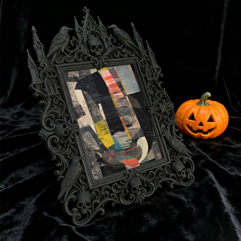 High-demand Gothic Dark-style Photo Frame | Witchy Spell Book Embroidery Shop Decor, Photo Ornament, Wall-mountable & Tabletop, Scratch-resi