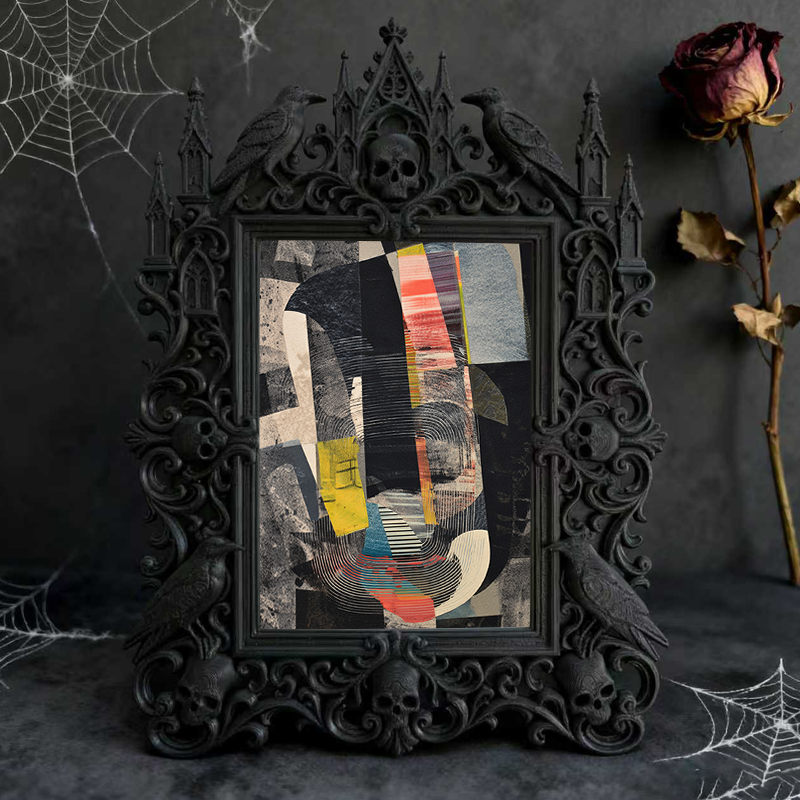 High-demand Gothic Dark-style Photo Frame | Witchy Spell Book Embroidery Shop Decor, Photo Ornament, Wall-mountable & Tabletop, Scratch-resi