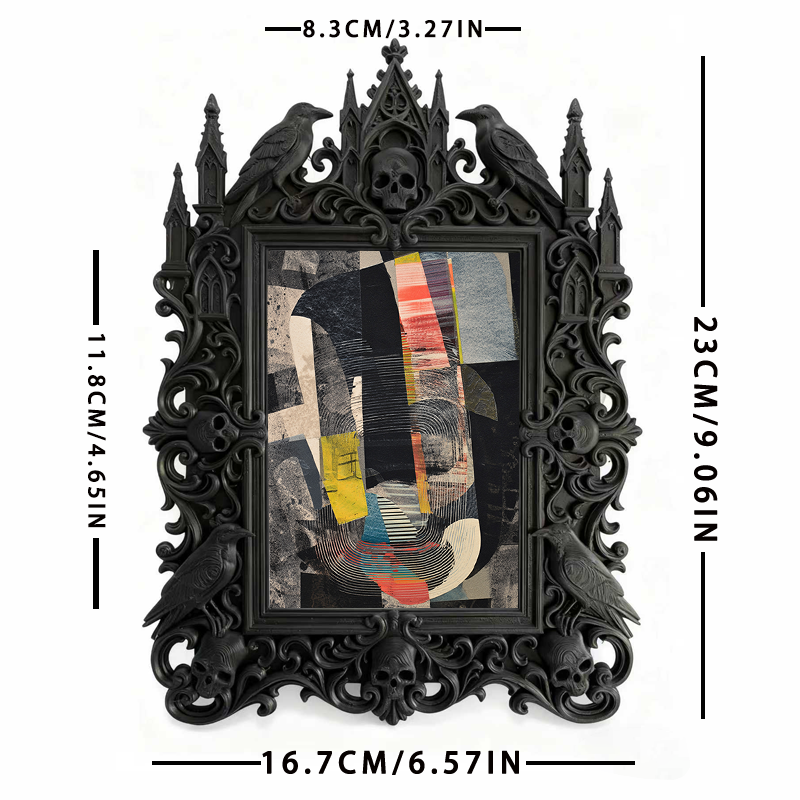 High-demand Gothic Dark-style Photo Frame | Witchy Spell Book Embroidery Shop Decor, Photo Ornament, Wall-mountable & Tabletop, Scratch-resi