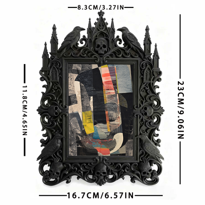 High-demand Gothic Dark-style Photo Frame | Witchy Spell Book Embroidery Shop Decor, Photo Ornament, Wall-mountable & Tabletop, Scratch-resi