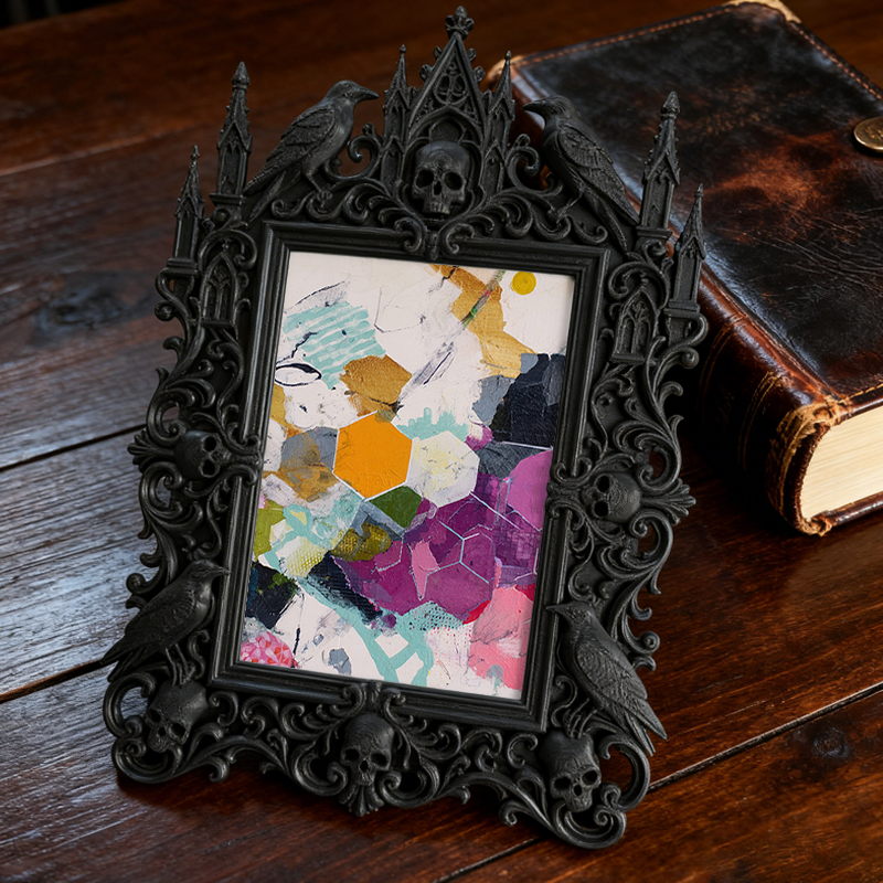 Must-own Gothic Dark-style Photo Frame | Dark Art Tattoo Studio Aftercare Shop Decor, Photo Ornament, Wall-mountable & Tabletop, Slim Frame