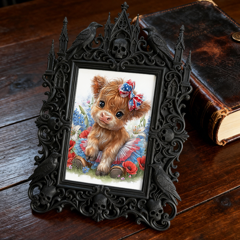 Cool-edgy Gothic Dark-style Photo Frame | Horror Video Game Concept Art Studio Decor, Photo Ornament, Dual-use Display, Minimalist Frame