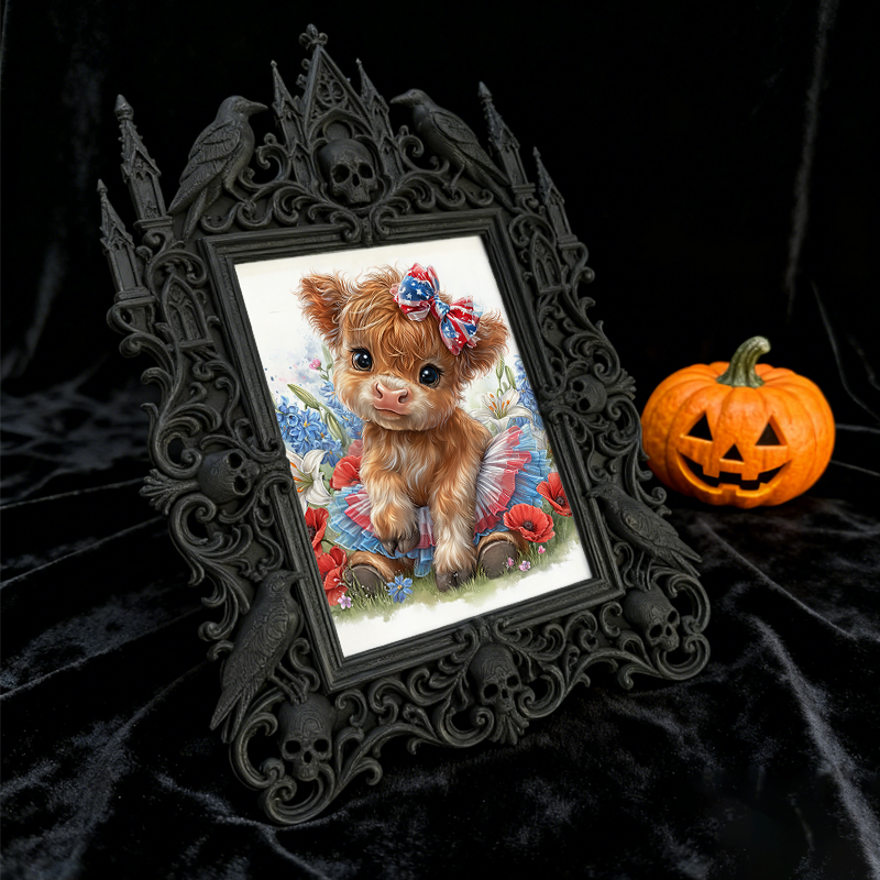 Cool-edgy Gothic Dark-style Photo Frame | Horror Video Game Concept Art Studio Decor, Photo Ornament, Dual-use Display, Minimalist Frame