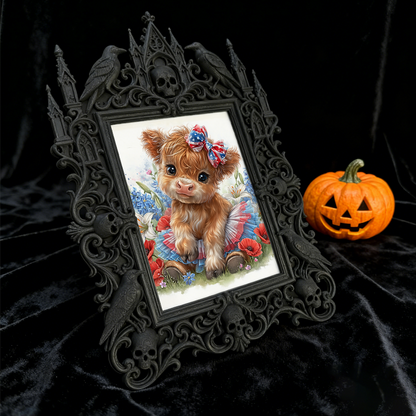 Cool-edgy Gothic Dark-style Photo Frame | Horror Video Game Concept Art Studio Decor, Photo Ornament, Dual-use Display, Minimalist Frame