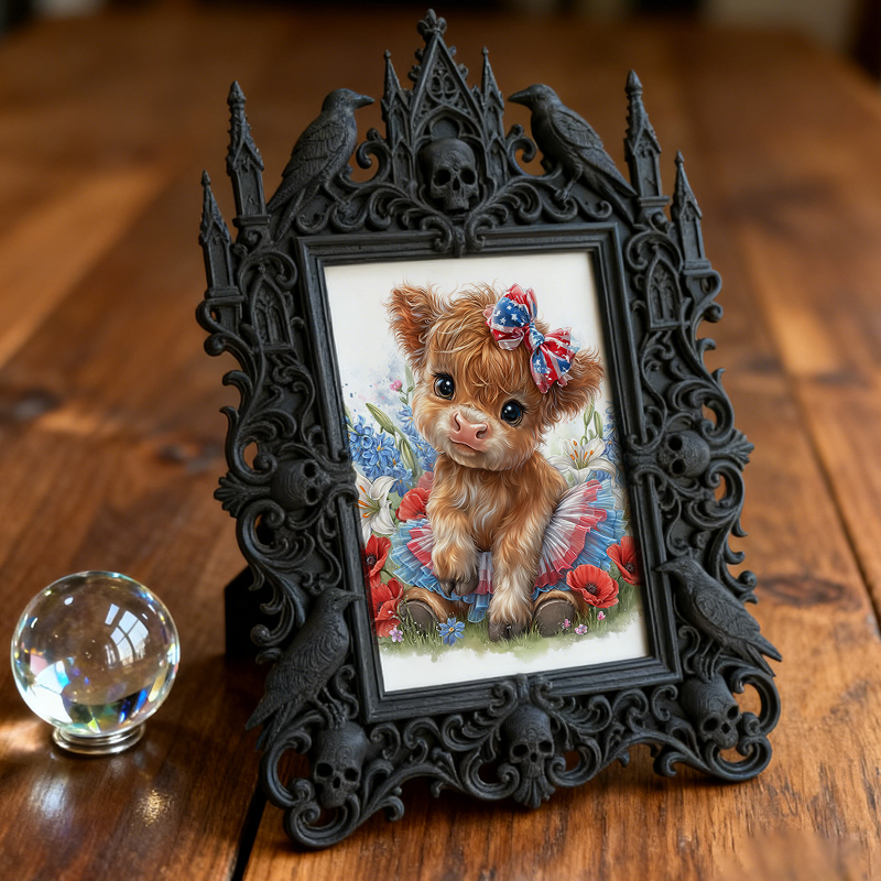 Cool-edgy Gothic Dark-style Photo Frame | Horror Video Game Concept Art Studio Decor, Photo Ornament, Dual-use Display, Minimalist Frame