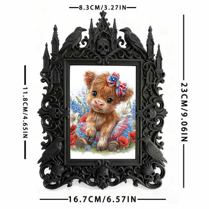 Cool-edgy Gothic Dark-style Photo Frame | Horror Video Game Concept Art Studio Decor, Photo Ornament, Dual-use Display, Minimalist Frame